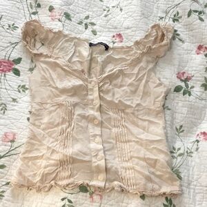 Brandy Melvile Cream Ruffled Top